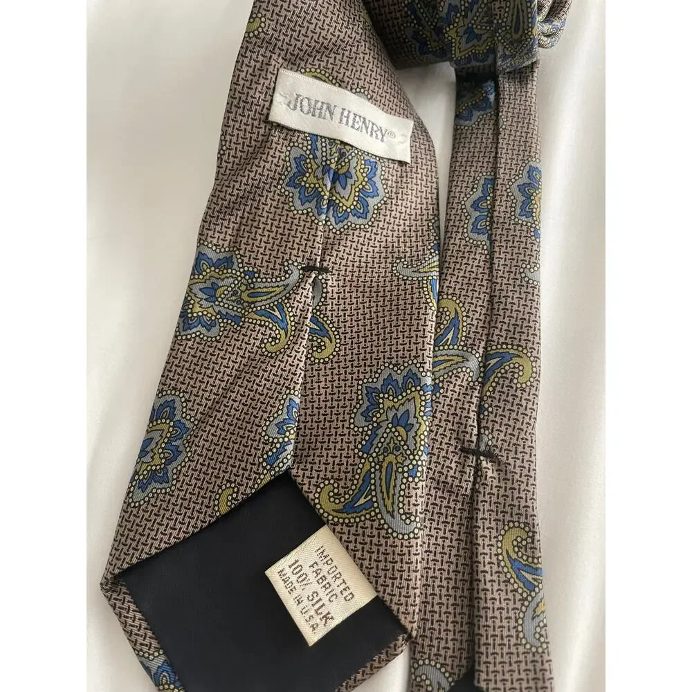 Vintage John Henry 100% Silk Made in USA paisley tie